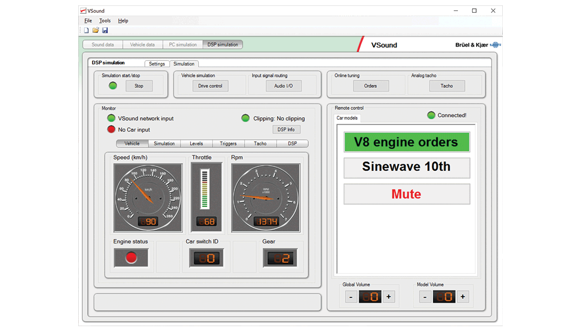 Fine‐tune settings like CAN signals and tacho control in the VSound PC Software