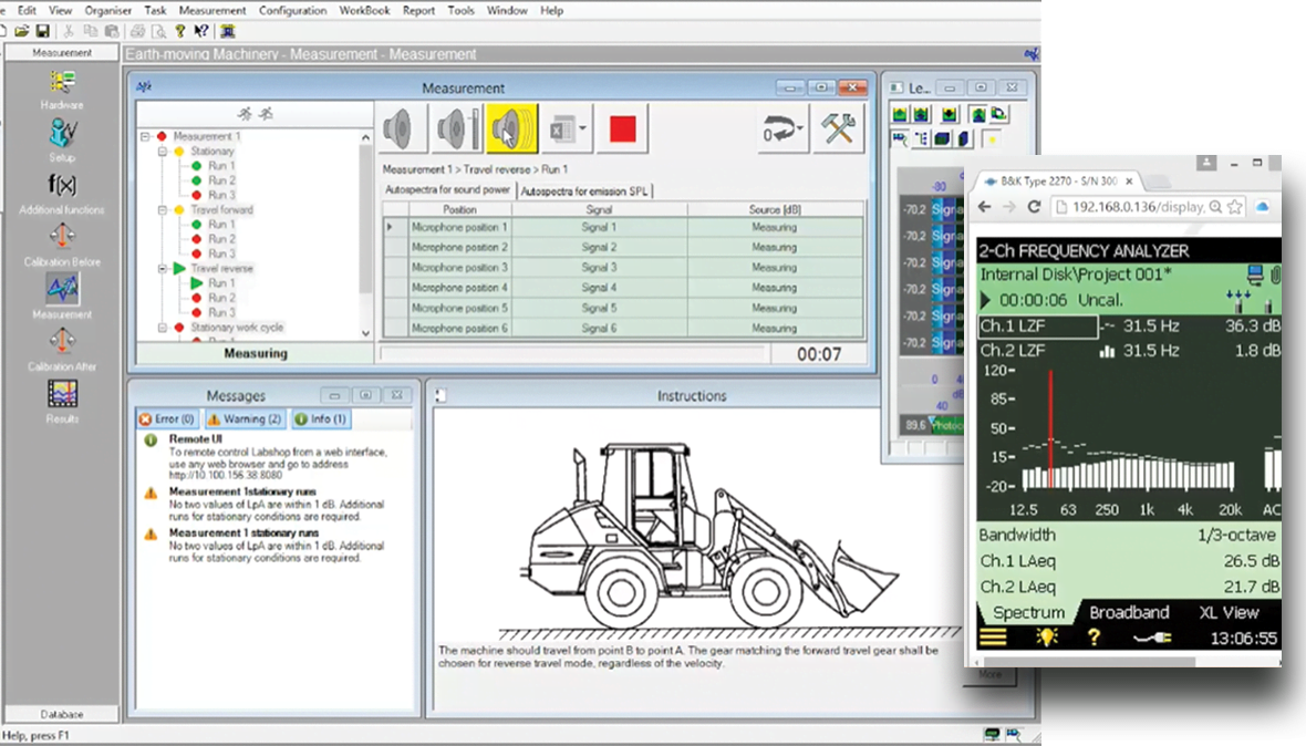 Earth-moving machinery noise software
