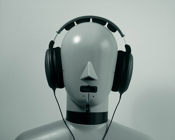 HATS (Head and Torso Simulator) Type 4128 C with headphones