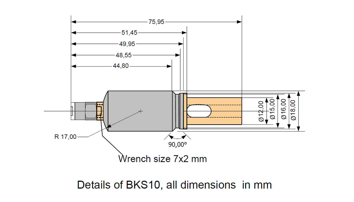 Dimensional drawing of BKS10 - Structure-borne noise sensor