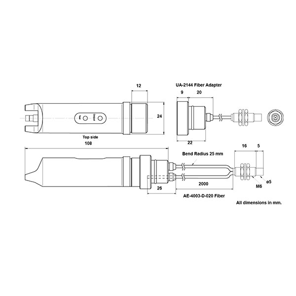 Drawing of Fiber Adaptor Mechanical UA-2144
